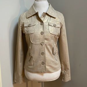 JouJou Outerwear Women Jacket Gold Button Down with Pockets, Large